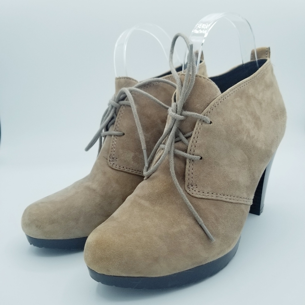 Giani Bernini Brown Tan Leather Suede Ankle Heeled Booties - size 9